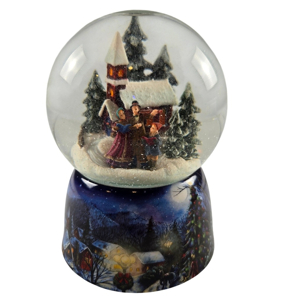 Christmas Musical Snow Globe Carolers Church Village We Wish You Merry Christmas